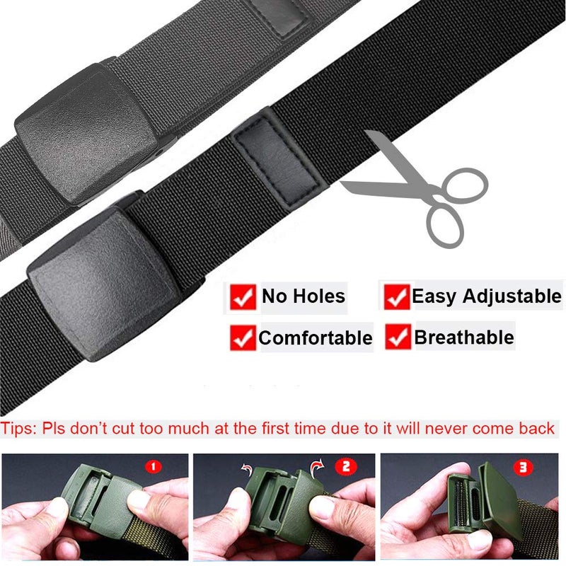 HOANAN 2-Pack Elastic Stretch Belt, Menâ€™s All Size No Metal Nylon Tactical Hiking Belt (Fit up to 42", Blackdarkgrey) - Image 5